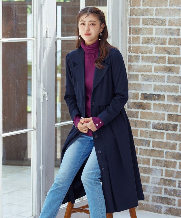 Tiaclasse 【洗える】フレアトレンチコート ネイビー