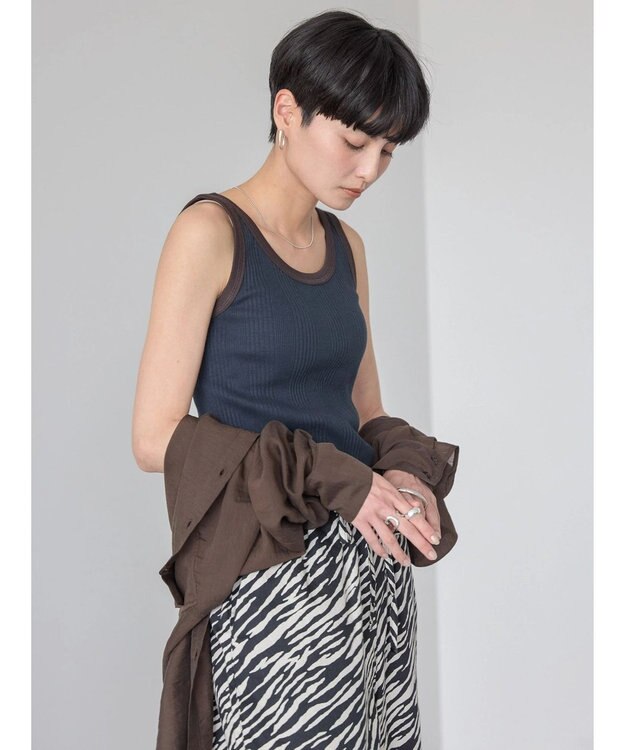 AMERICAN HOLIC バイカラーテレコタンクトップ Navy