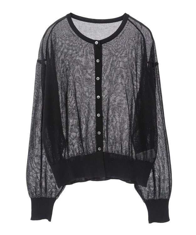 earth music&ecology 接触冷感シアークルーニットカーディガン Black