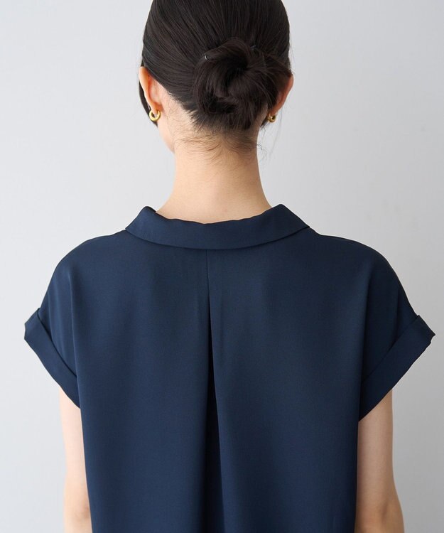 YECCA VECCA 2wayストライプリボンブラウス Navy