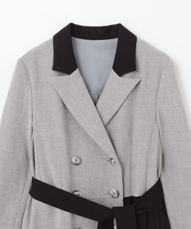 GRACE CONTINENTAL ウールタッチバイカラードレス グレー