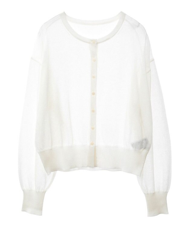 earth music&ecology 接触冷感シアークルーニットカーディガン Ivory