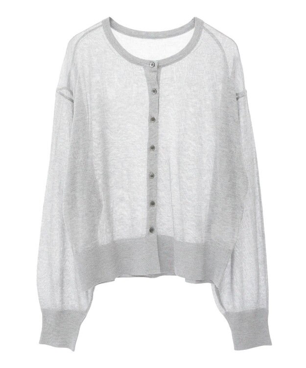 earth music&ecology 接触冷感シアークルーニットカーディガン Gray Mixture