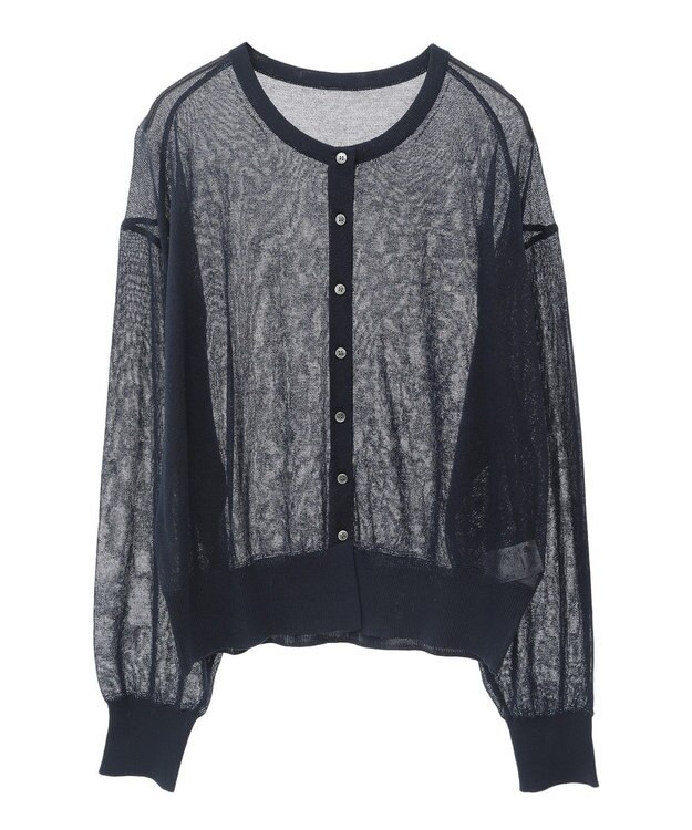 earth music&ecology 接触冷感シアークルーニットカーディガン Navy