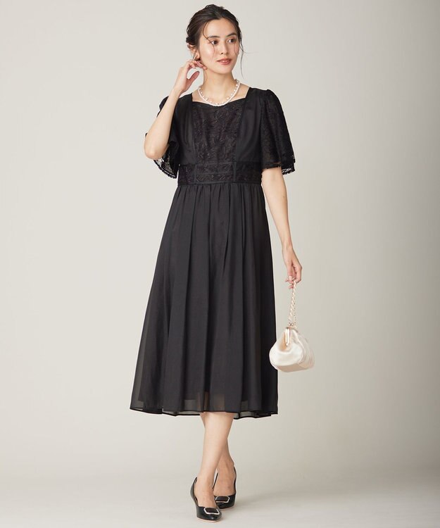 ANY SIS 【Lily Calin】グレースフレアスリーブ ドレス ブラック