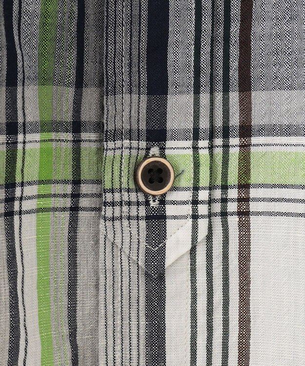 JOSEPH ABBOUD 【サスティナブル】リヨセルリネンチェック 七分袖シャツ グリーン系4