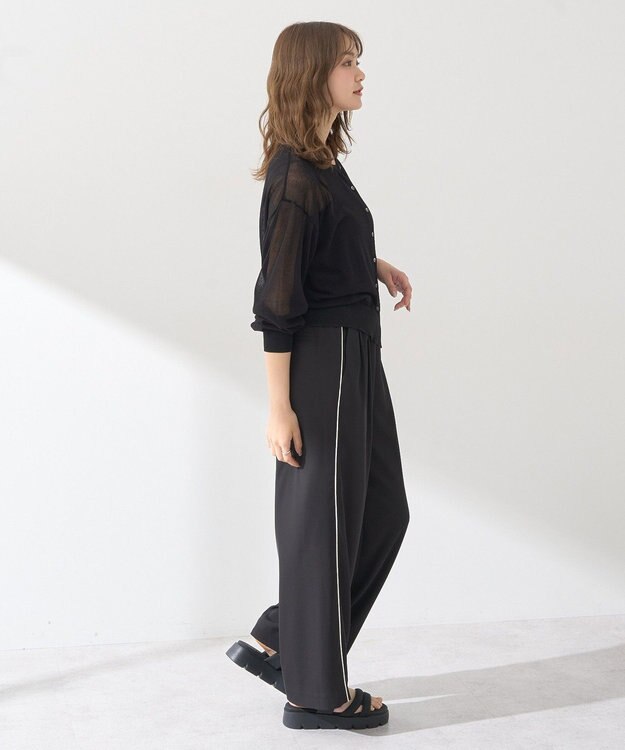 earth music&ecology 接触冷感シアークルーニットカーディガン Black