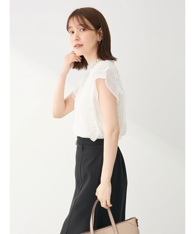 Green Parks ・Ｐｅｔｉｔ　Ｆｌｅｕｒ　フレンチレーシ－ブラウス Off White