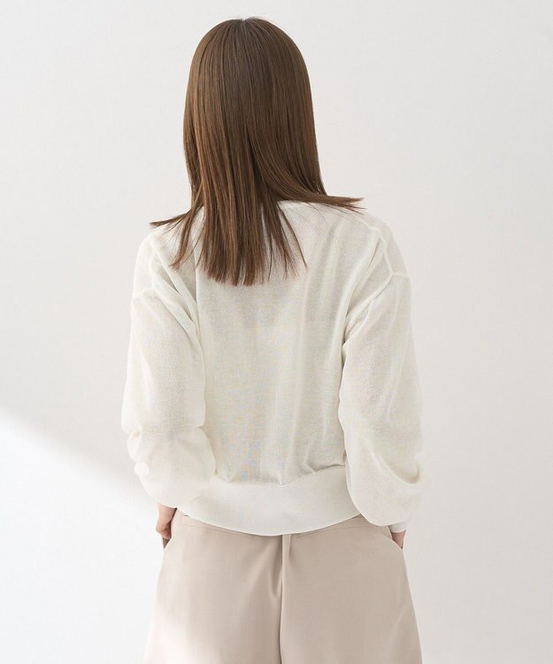earth music&ecology 接触冷感シアークルーニットカーディガン Ivory