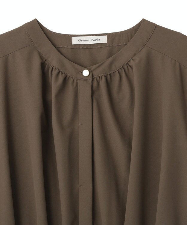 Green Parks サマ見えタックギャザーワンピース Brown