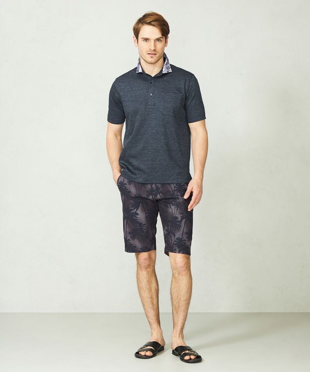 JOSEPH ABBOUD 【驚きの多機能】ライトウェーブ リゾートプリントハーフパンツ ネイビー系6