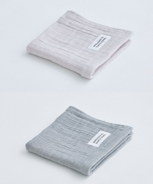 SHINTO TOWEL ランダムガーゼ ハンドタオル2枚セット ピンクグレー/グレー