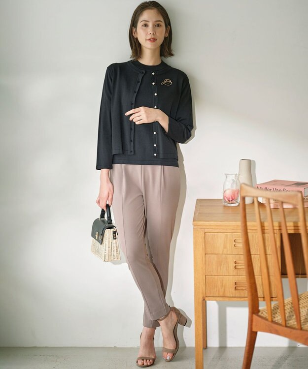 組曲 【WEB限定】スタイルアップジャージー パンツ モカブラウン系