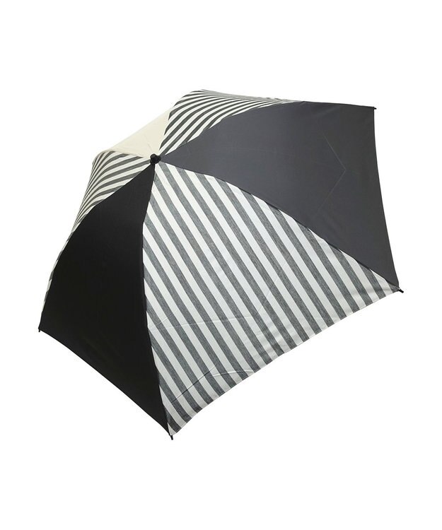 +RING UNISEX プラスリング 簡単開閉式折傘55cm BLK-STP T1383 黒