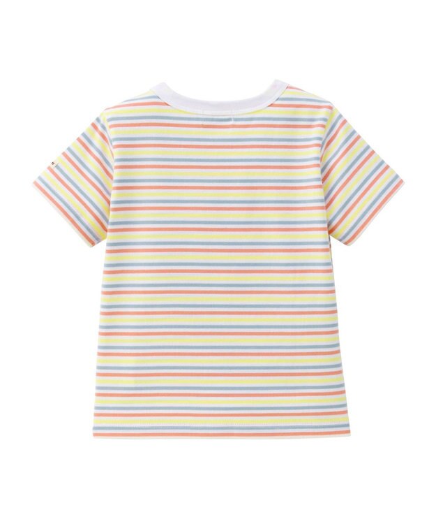 MIKI HOUSE HOT BISCUITS 【70-120cm】 みじんボーダー ワンポイント刺繍 半袖Tシャツ マルチカラー