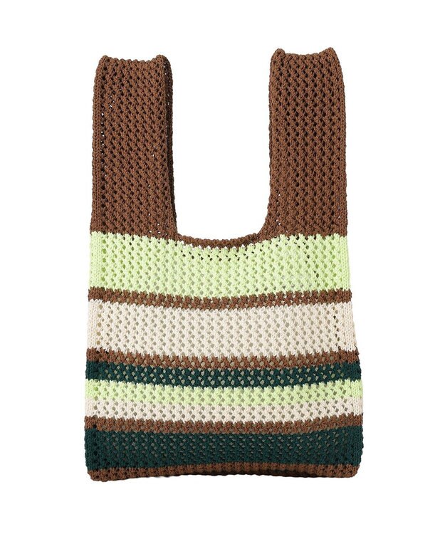 AMERICAN HOLIC マルチボーダーニットバッグ Brown