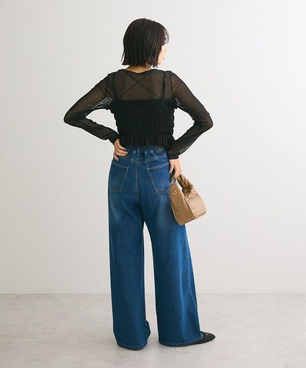 Green Parks ＳＥＴ２点　シャーリングビスチェ＋メッシュインナー Black