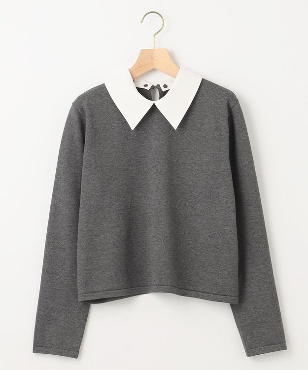 組曲 【WEB限定】ELENA襟付き セットアップワンピ チャコールグレー系