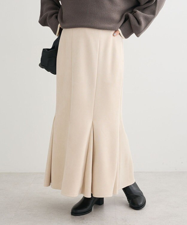 Green Parks なめらかタッチスウェード調マーメイドスカート Ivory