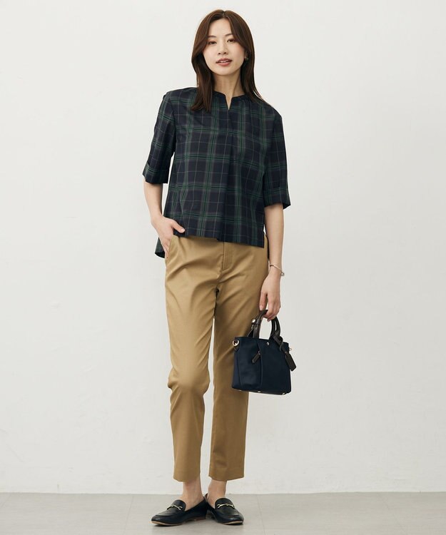 J.PRESS LADIES 【WEB限定・洗える】シャンブレーサテン テーパード パンツ 【WEB限定】キャメル系