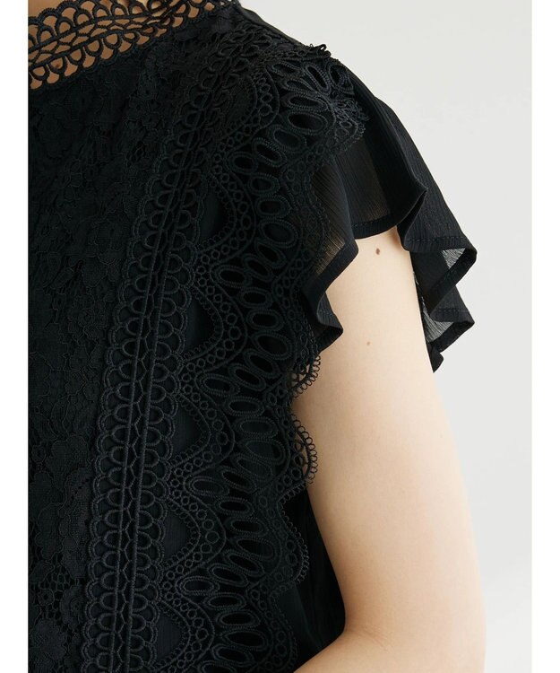 Green Parks ・ＥＬＥＮＣＡＲＥ　ＤＵＥ　イロイロレースブラウス Black