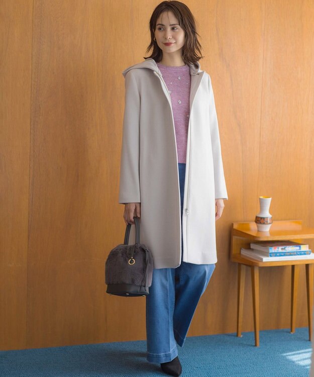 組曲 ファーバケットコンビ バッグ チャコールグレー系