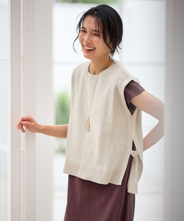 ANY L スプリングニットベスト サンドベージュ