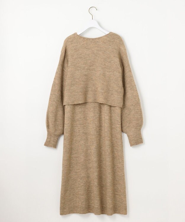 ANY SIS 【洗える】クロスレイヤードニット ワンピース ベージュ