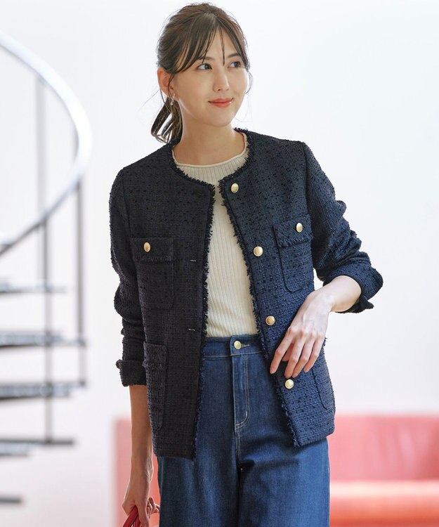 ツイードノーカラーミドル ジャケット / ANY SIS | ファッション通販
