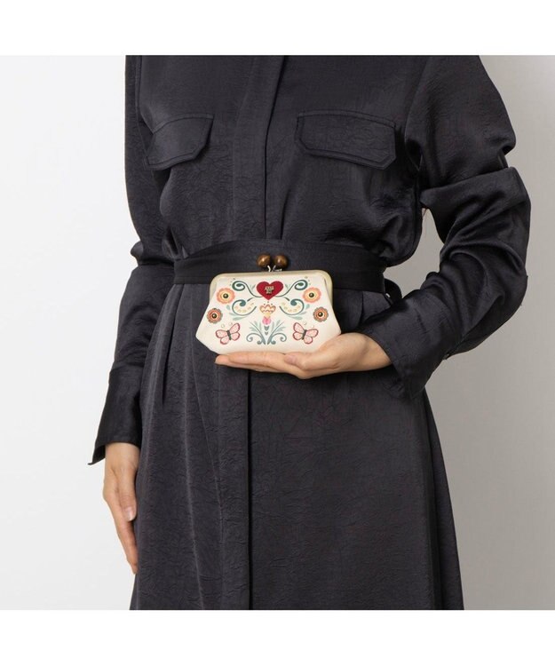 ANNA SUI ブルーム 口金ミニ財布 アイボリー