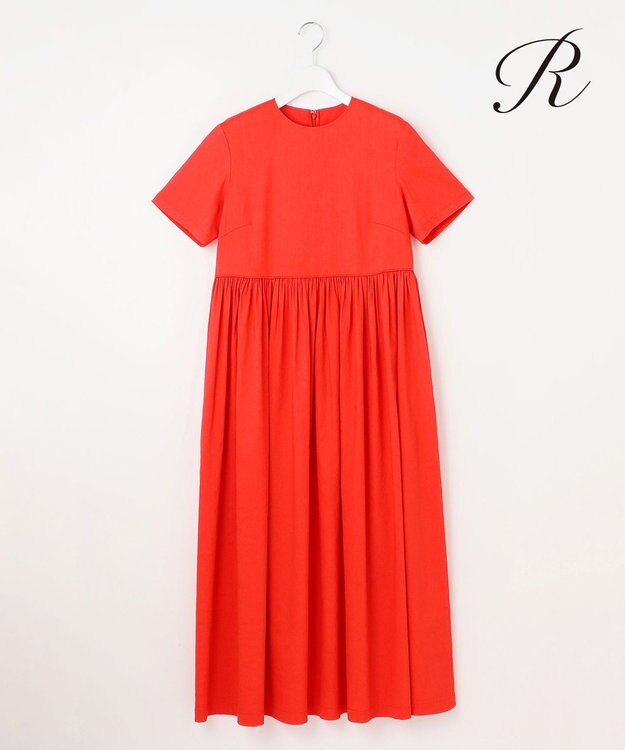 23区 S 【R(アール)】NALYA リネンヴィスストレッチ ウエスト切替ワンピース ブラッドオレンジ系