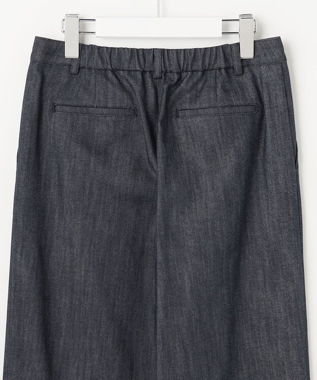 J.PRESS LADIES L セルロースシャンブレー セミワイド パンツ ネイビー系