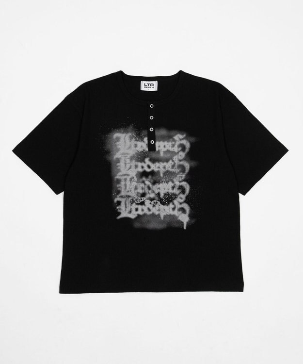 WEGO 【ユニセックス着用ITEM】グラフィックヘンリーネックT（SS） ブラック