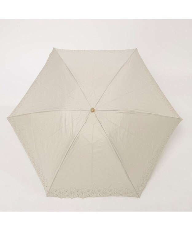 UNBILLION UV カット率99％以上  カシュネ cachenez / PUフラワーポーラー刺繍3段折りたたみ傘 ベージュ