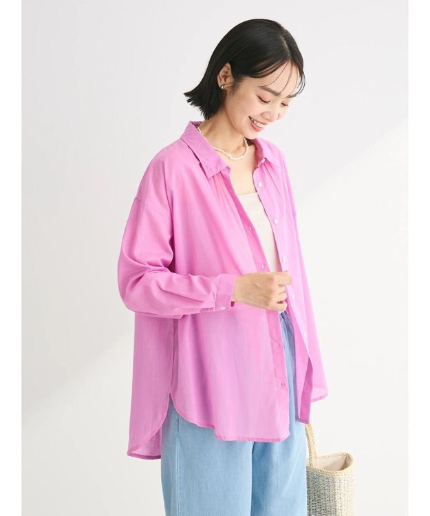 Green Parks インド綿 ボイルゆったりシャツ Pink