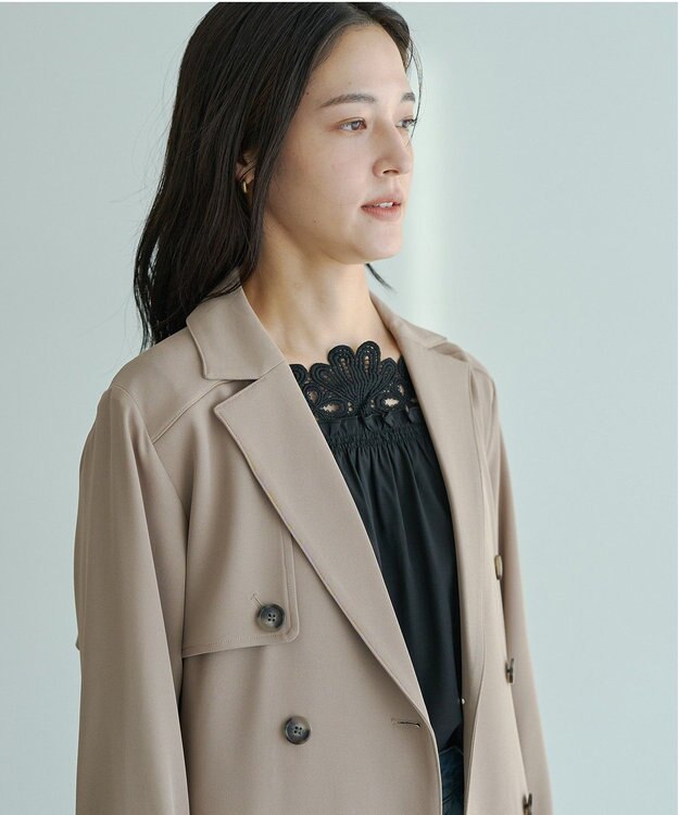 YECCA VECCA 【UVカット/花粉ガード】素材MIXトレンチコート Beige