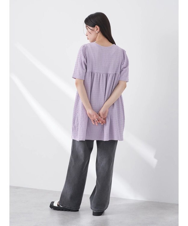 earth music&ecology ジャガードギャザーチュニック Light Purple