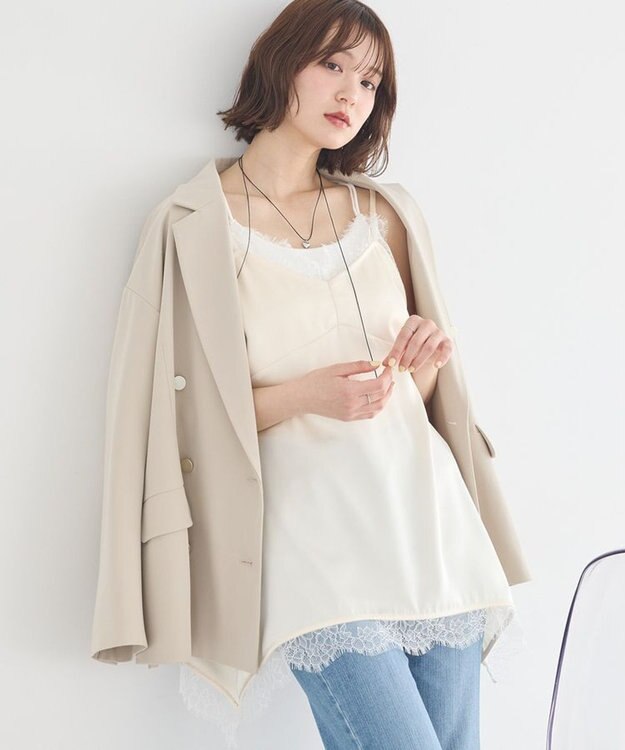 earth music&ecology 【予約】ランジェリーライクレースキャミ アイボリー