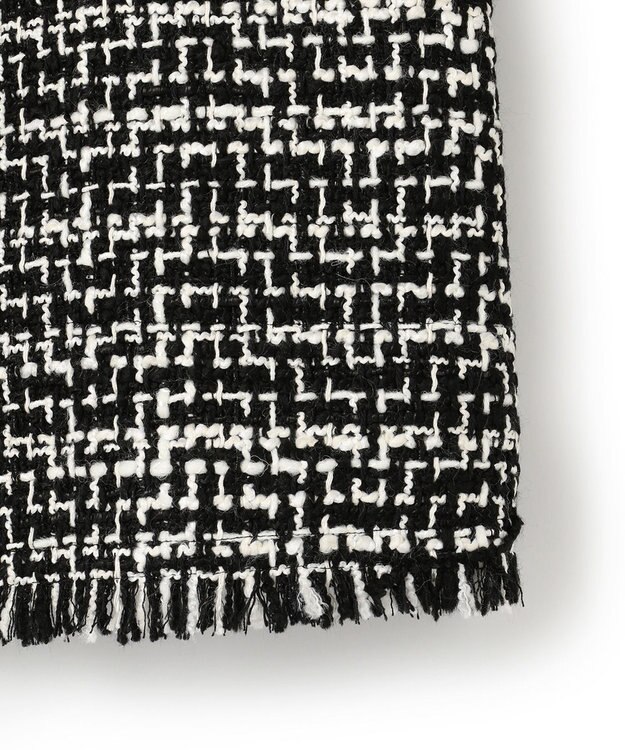 ICB ライトツイード ノーカラージャケット オフホワイト×ブラック系