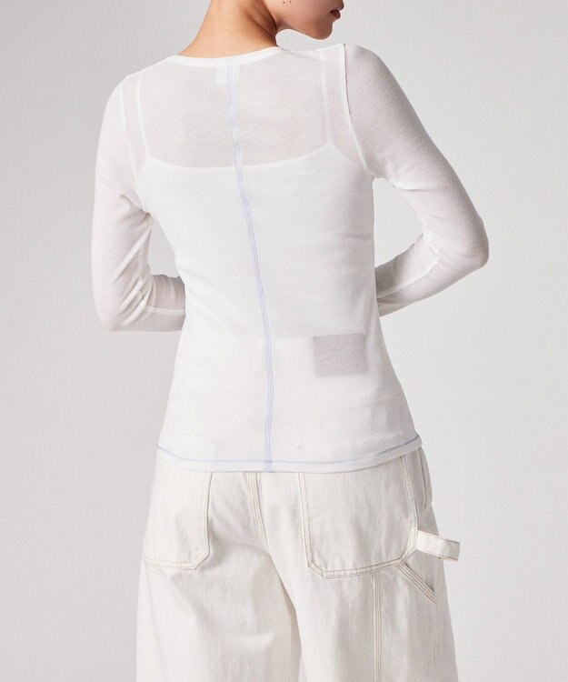 Paul Smith コントラストステッチ リブ 長袖カットソー ホワイト