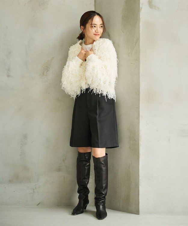 #Newans リボンヤーンニットカーディガン ホワイト