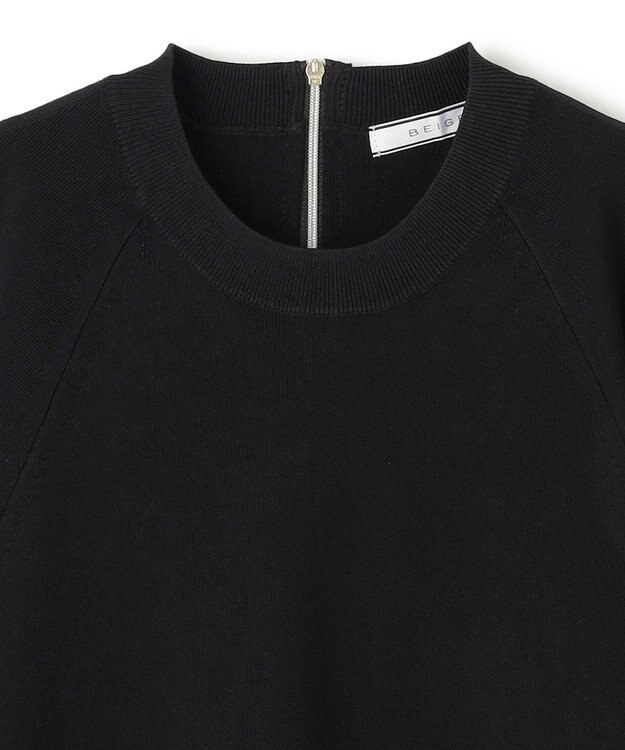 BEIGE， 【洗える】LAURA / ドライタッチバックジップニット Black