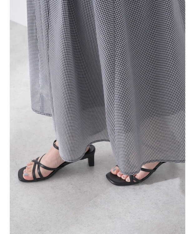 earth music&ecology ギャザーフレアスカート Gingham Check