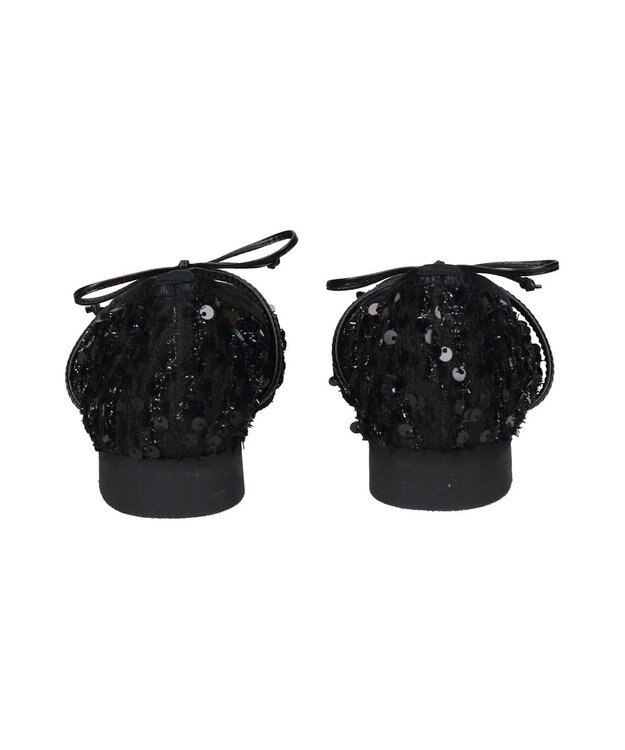 Bridget Birkin 【Bridget Birkin】ツイードスパンコールリボンパンプス ブラック雑材