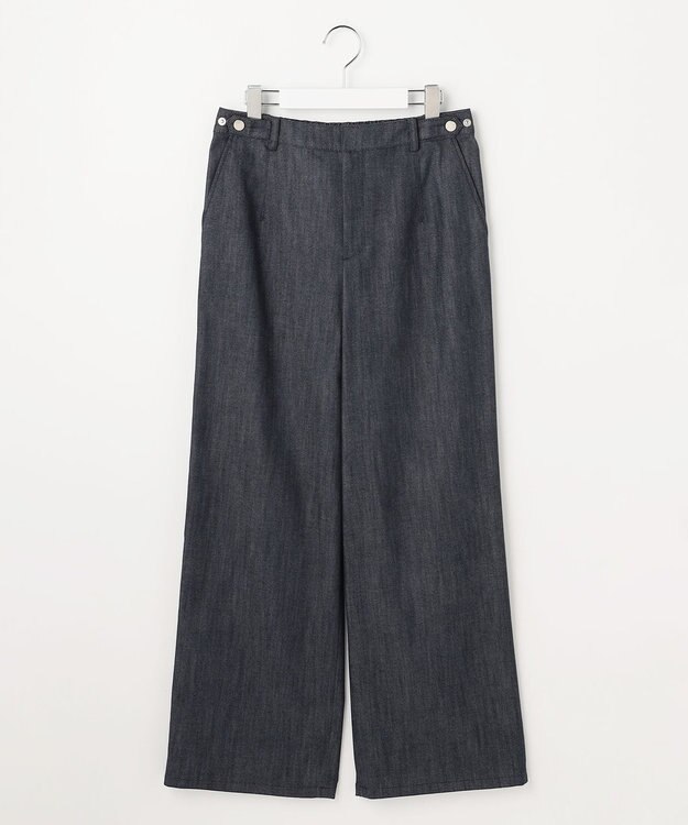 J.PRESS LADIES セルロースシャンブレー セミワイド パンツ ネイビー系