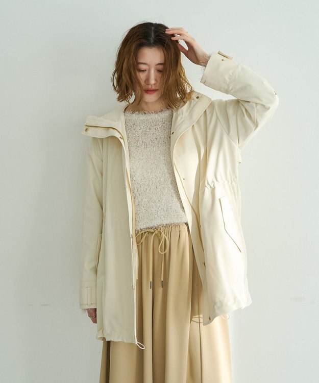 YECCA VECCA [撥水/花粉ガード]ミドル丈マウンテンパーカー Ivory