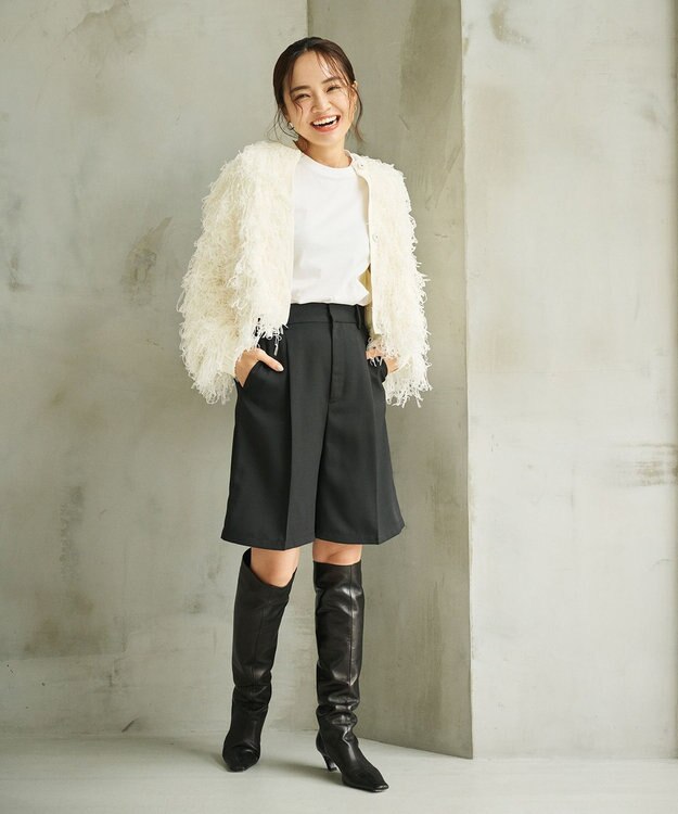 #Newans リボンヤーンニットカーディガン ホワイト