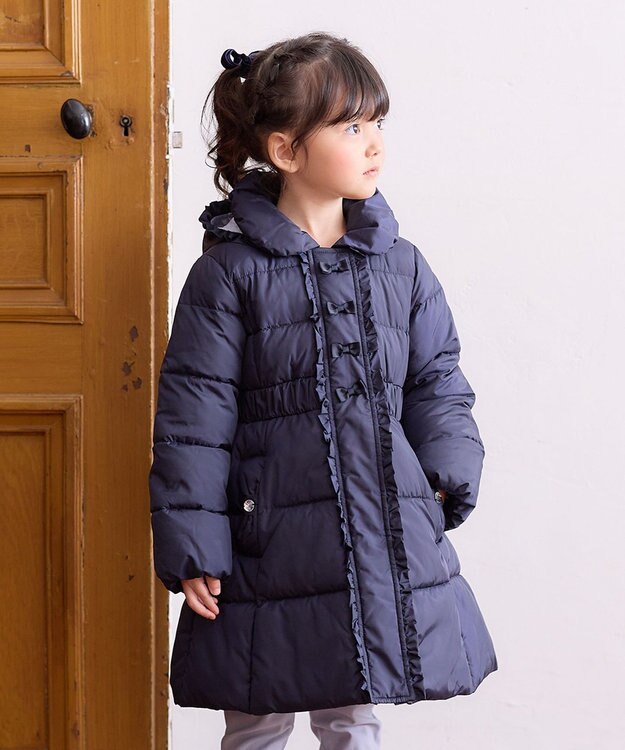 ANY KIDS 【洗濯機OK】中綿 Aライン コート ネイビー