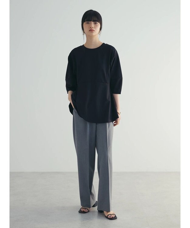 Green Parks armonia. ペプラム切替トップス Black