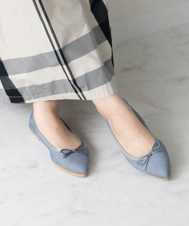 Bridget Birkin ＜抗菌消臭＞【Bridget Birkin】ポインテッドデイリーバレエシューズ ブルー雑材